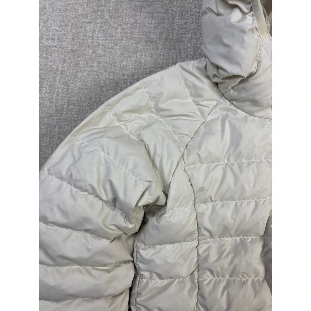 The North Face Girls Puffer Jacket Cream Hooded Quilted Coat Size M 10/12